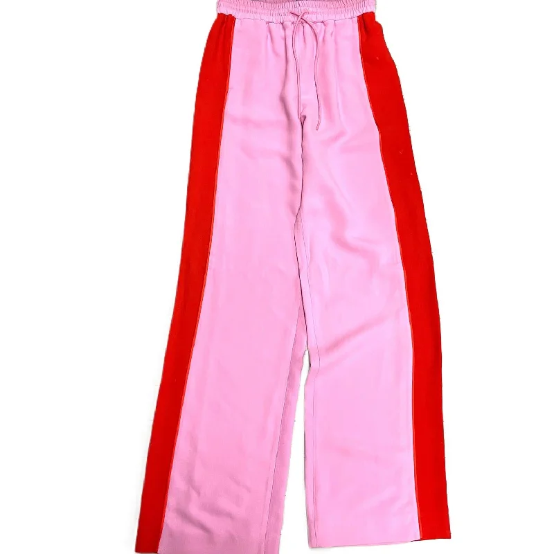 grey yoga pants breathable -Pre-Loved Women's Luxury Designer Pants In Pink & Red