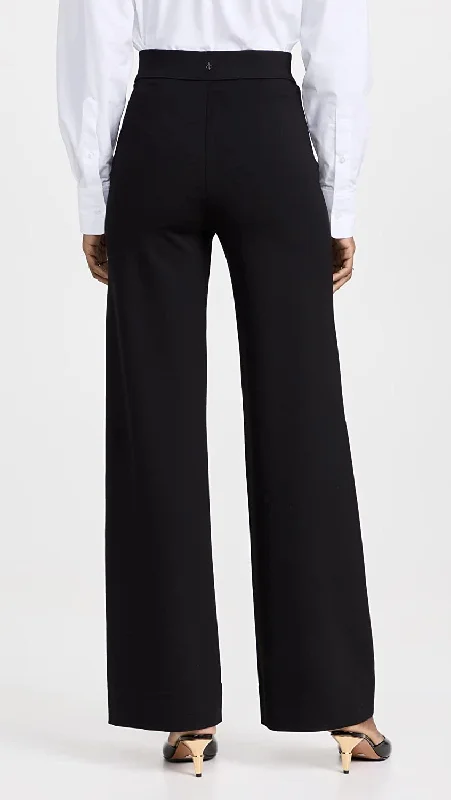 green dress pants for work -rag & bone Women's Irina Ponte Wide Leg Pants Black Stretch