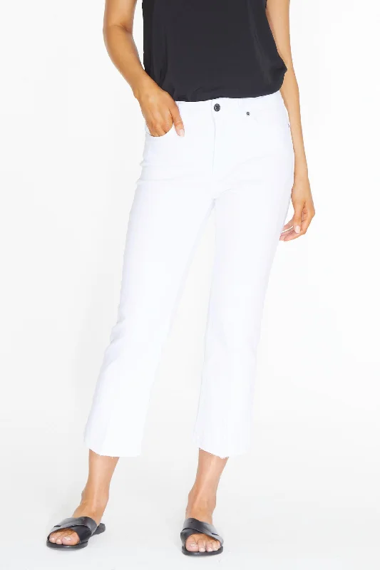 navy cargo pants for outdoors -Released Hem Crop Jean In White