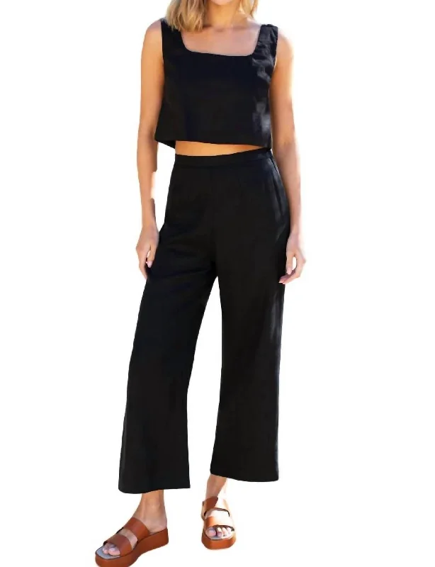 red dress pants classic -Roma Pant In Black Linen