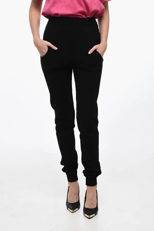 blue cargo pants rugged -Saint Laurent High Waisted Cashmere Joggers