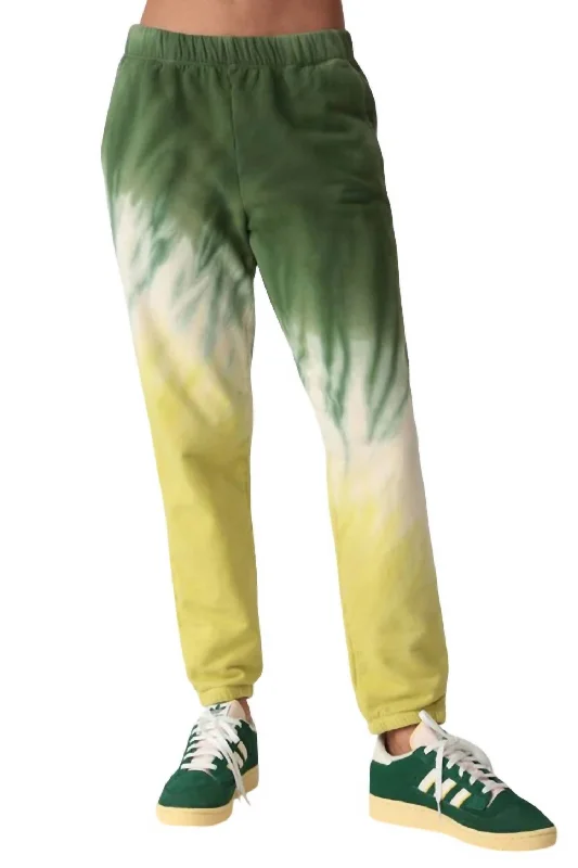 navy wide leg pants stylish -Siesta Sweatpant In Olive Chartreuse