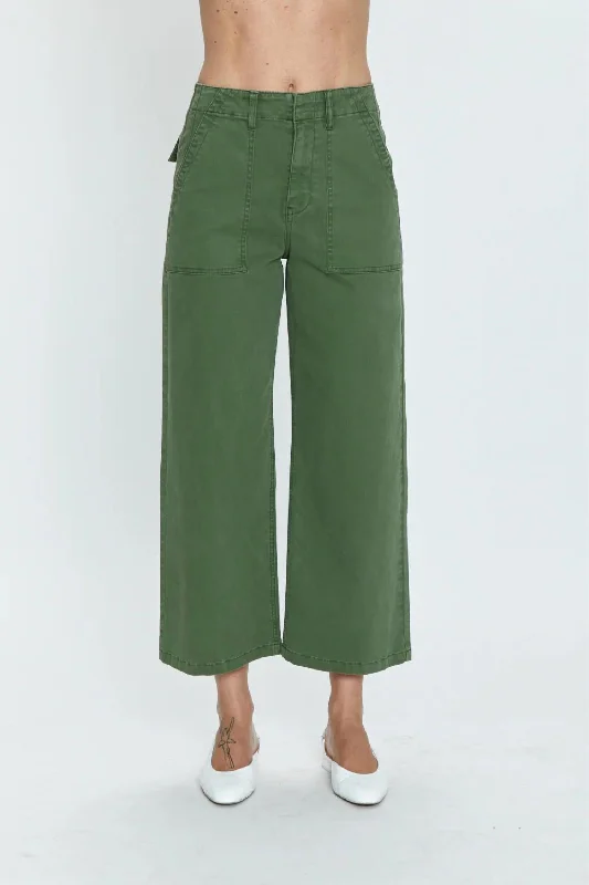 navy skinny jeans pants sleek -Sophia Wide Leg Pants In Basil