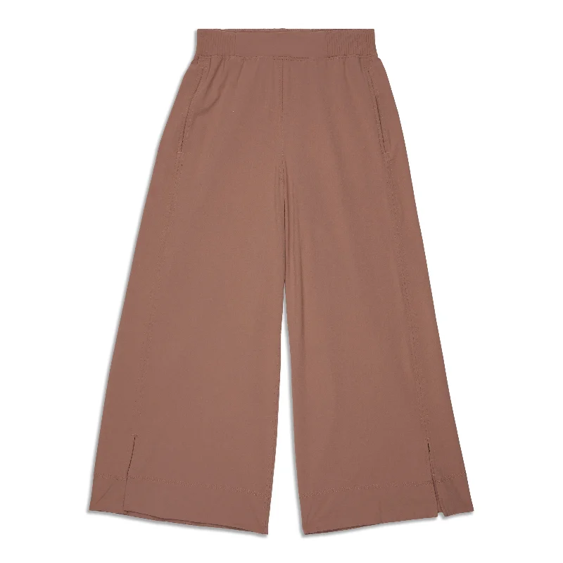 beige wide leg pants chic -Stretch Wide-Leg High-Rise Cropped Pant - Resale