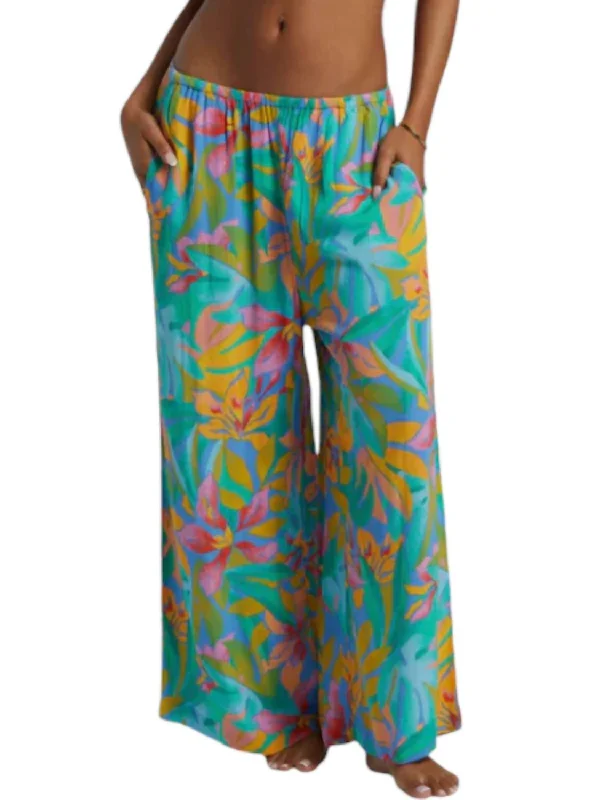 grey chino pants modern -Sun Catcher Elastic Waist Printed Pants In Marina