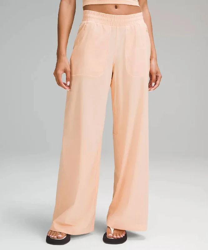 pink leather pants bold -Swift Mid-Rise Wide-Leg Pant In Peach Bellini