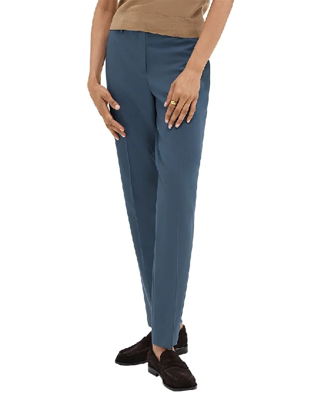 wide leg pants for office -Theory Treeca Full-Length Wool-Blend Pant