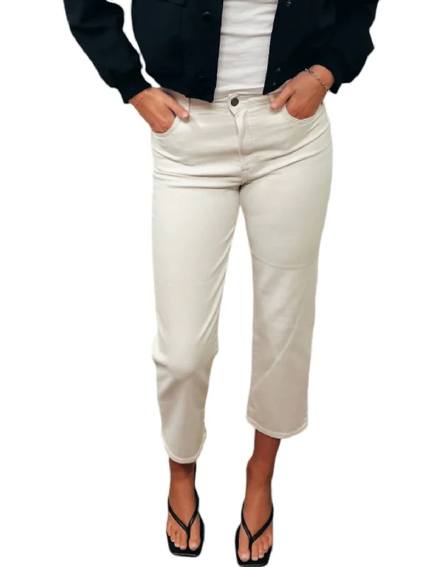 red dress pants modern -Tracey High Rise Cropped Straight Pants In Ivory