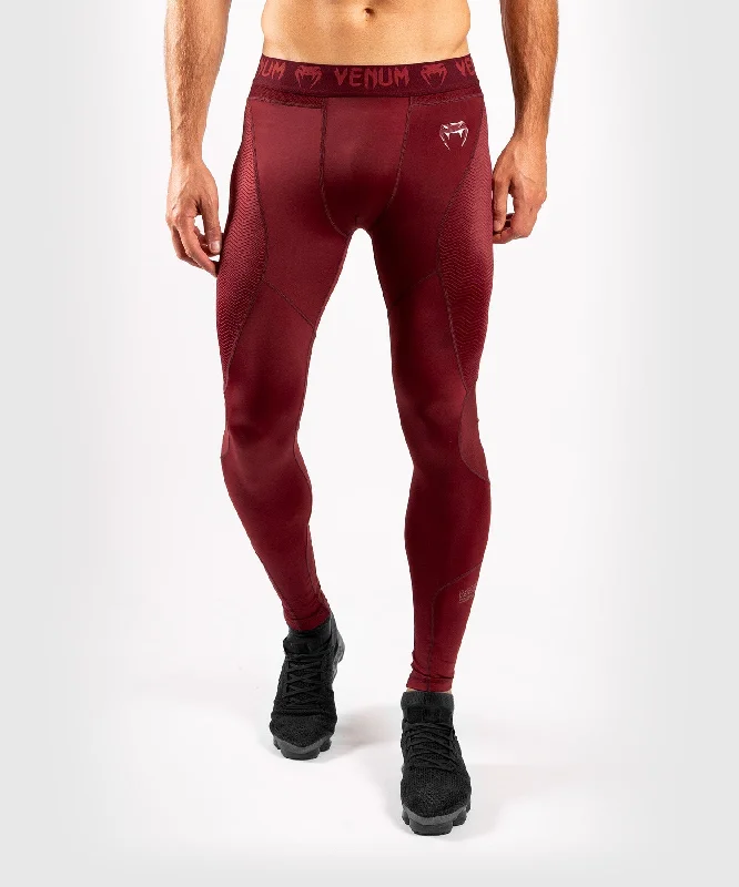 pink high waisted pants cute -Venum G-Fit Compression Tights - Burgundy