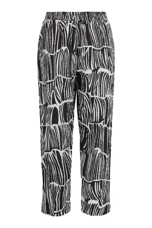 navy cargo pants for outdoors -Women's Contrast Trousers In Black/white