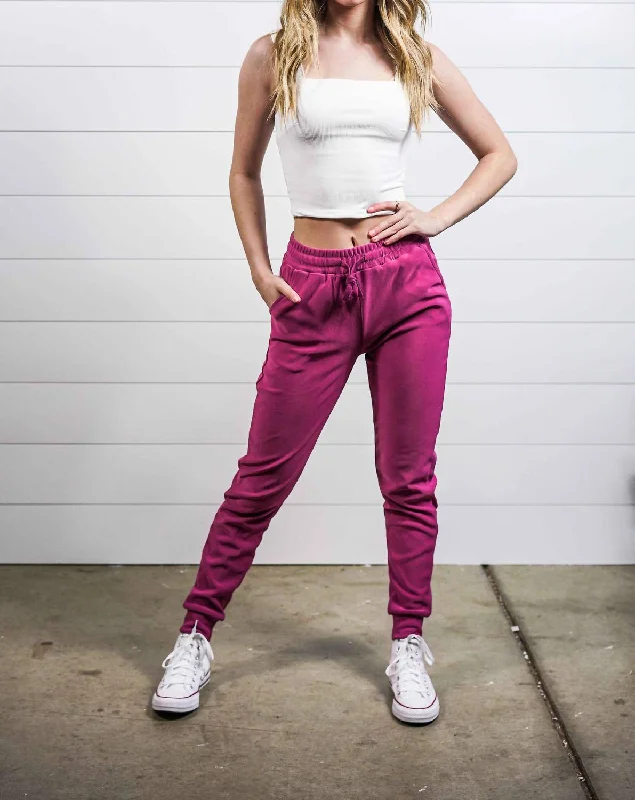 navy cargo pants for outdoors -Women's Joggers In Raspberry