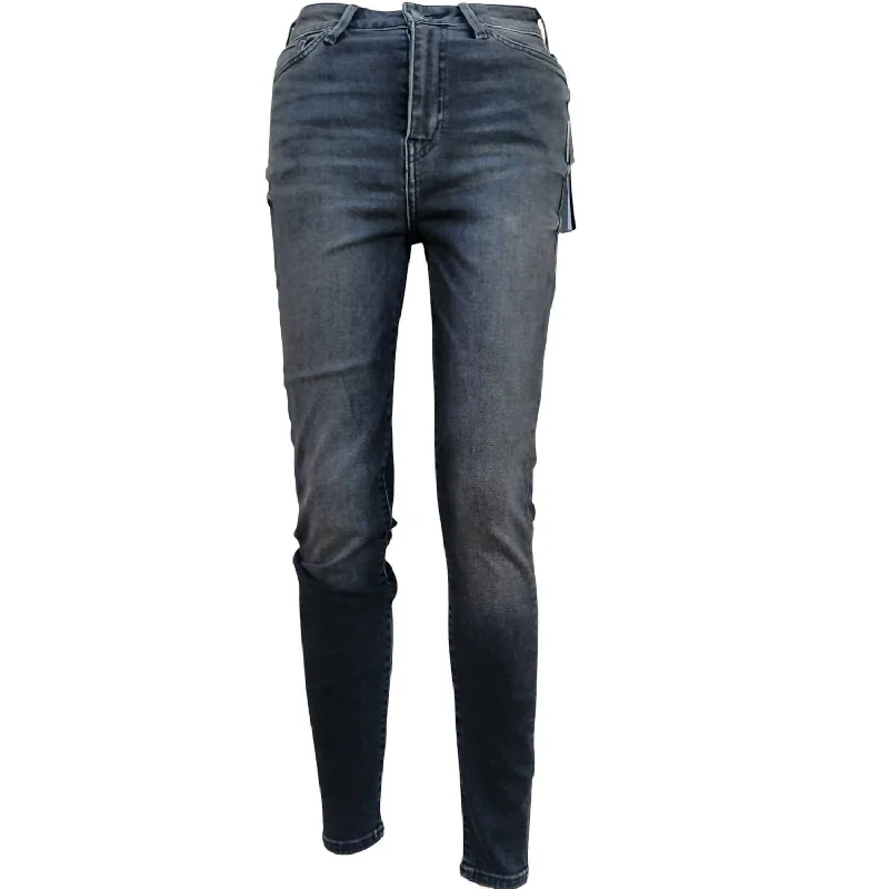 blue leather pants edgy -Women's Ultra High Rise Skinny Jeans In Gray