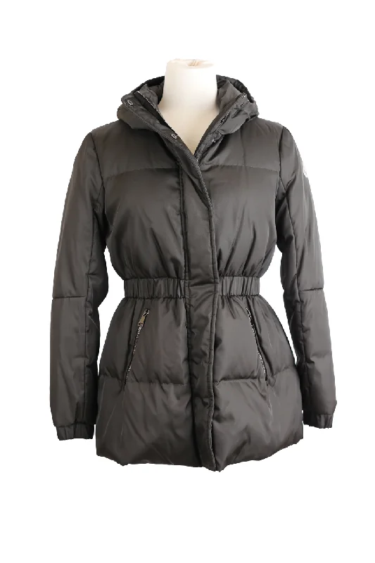 sweatshirts with ribbed hem -Down Filled Puffer Jacket w/ Cinched Waist