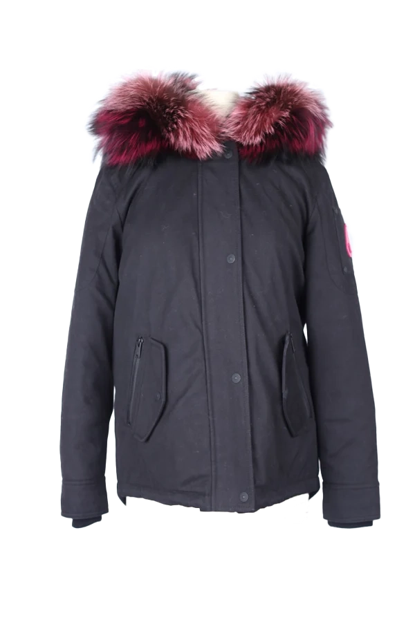 sweatshirts with flared hem -Down Filled Puffer Jacket W/ Fur Hood