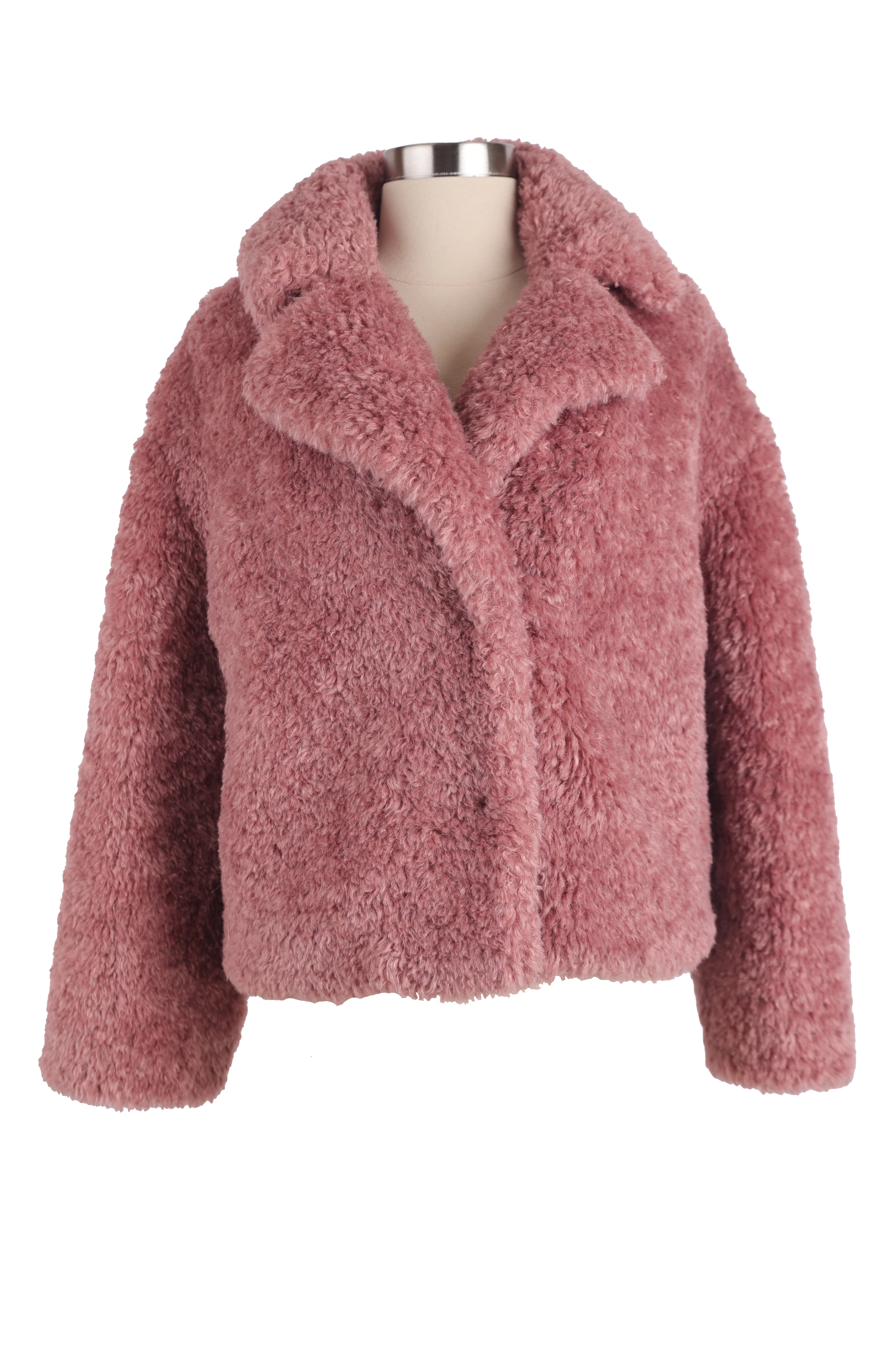 magenta cotton sweatshirts -Faux Fur Bomber Jacket