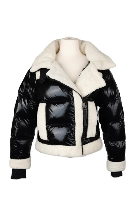 sweatshirts with long hem -Shearling Puffer Jacket-Black