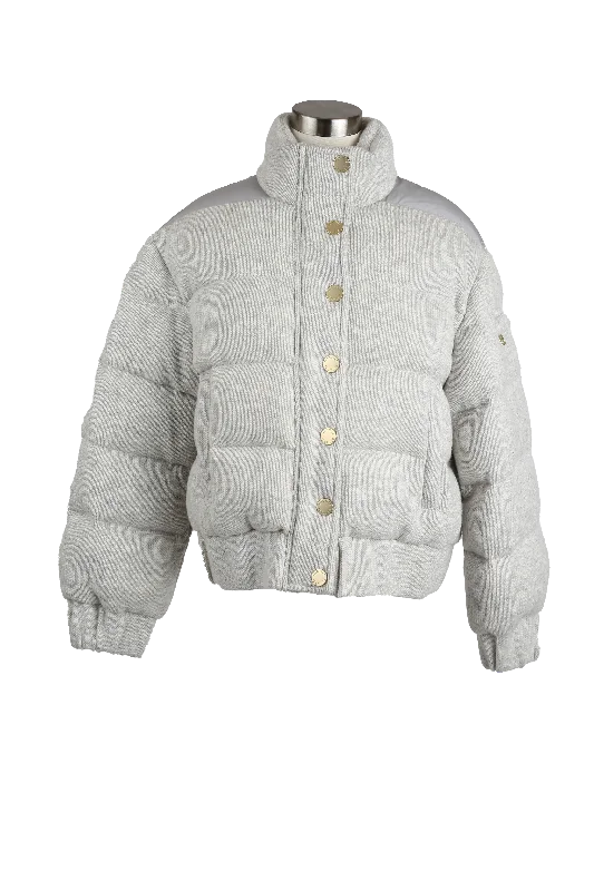 sweatshirts with ribbed neck -Tweed Puffer Jacket